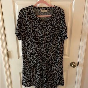 Leopard Print Short Sleeve Dress